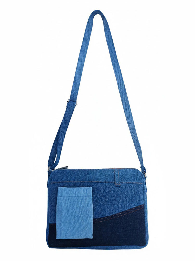 THE PURANI JEANS Blue Denim Solid Slingbag-picture-16