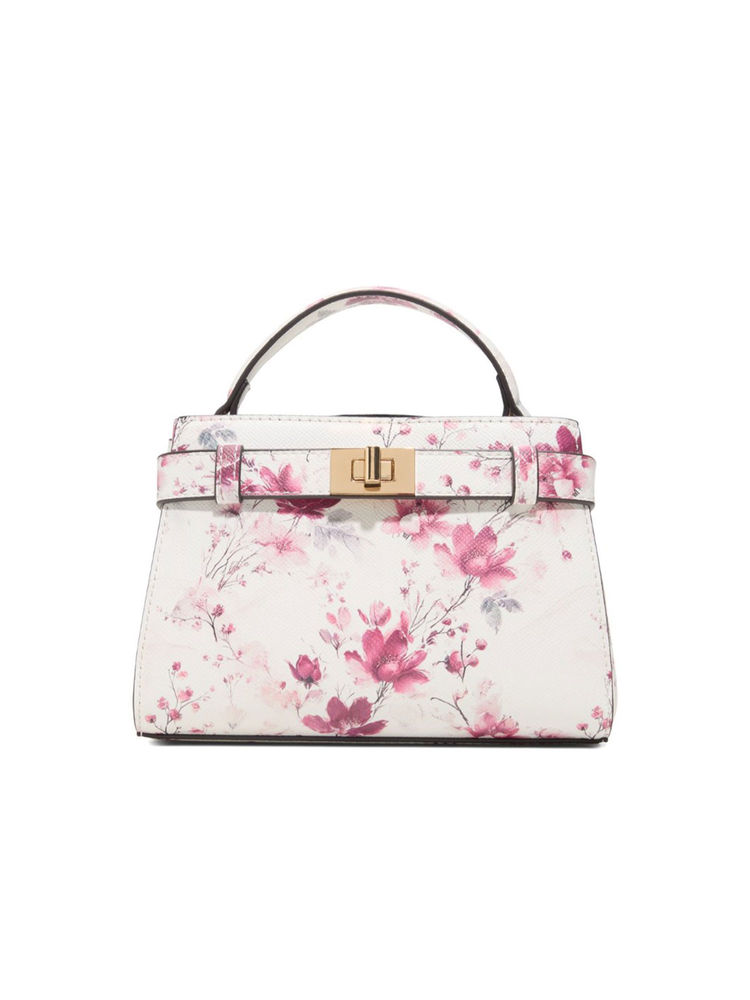 Aldo White Synthetic Floral Handbag with Detachable Strap-image-45