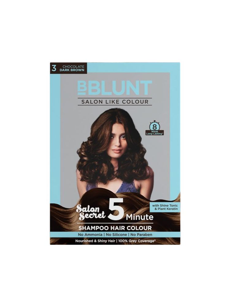 BBlunt 5 Minute Shampoo Hair Colour For 100% Grey Coverage - Chocolate Dark Brown