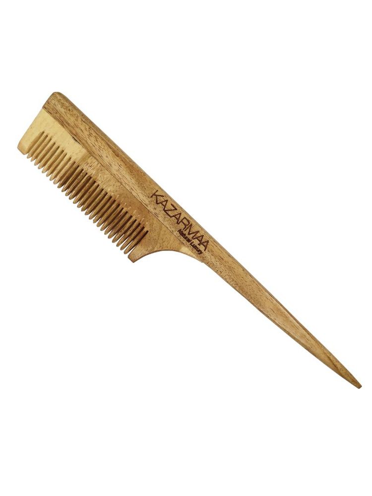 Kazarmaa Natural Neem Wood Tail Handle Comb-picture-13