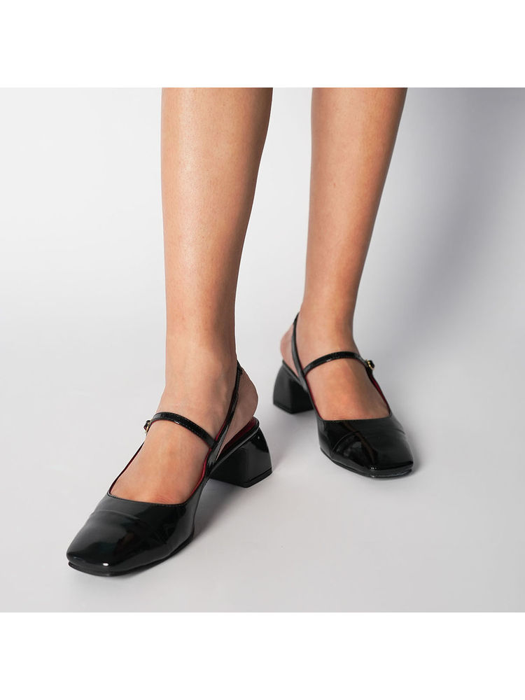 Theater Women Twiggy Heartbeat Black Mary Jane Slingback Block Heels-picture-28
