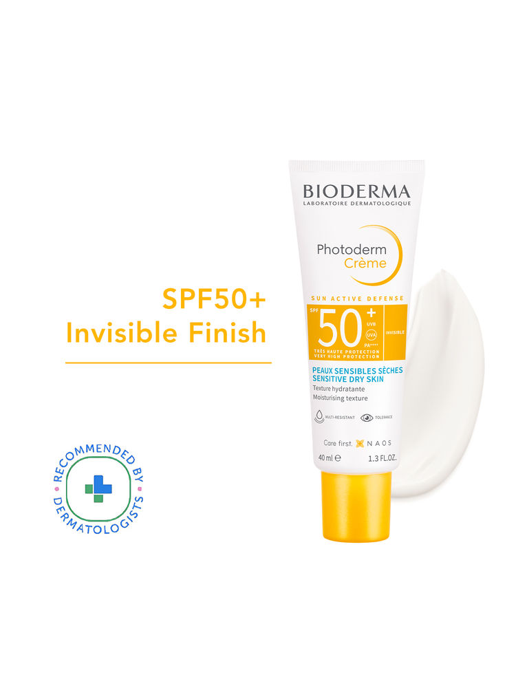 Bioderma SPF 50+ Sunscreen Invisible Photoderm Creme For Normal To Dry Senstive Skin No White Cast