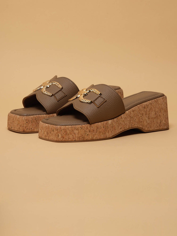 Eridani Gracey Taupe Textured Sandal Heels-image-39