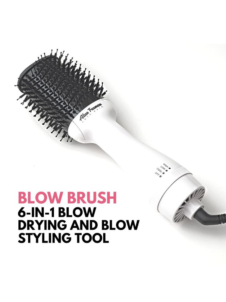 Alan Truman Blow Dryer Brush for Everyday Blowouts & Blow-styling at home - White & Black
