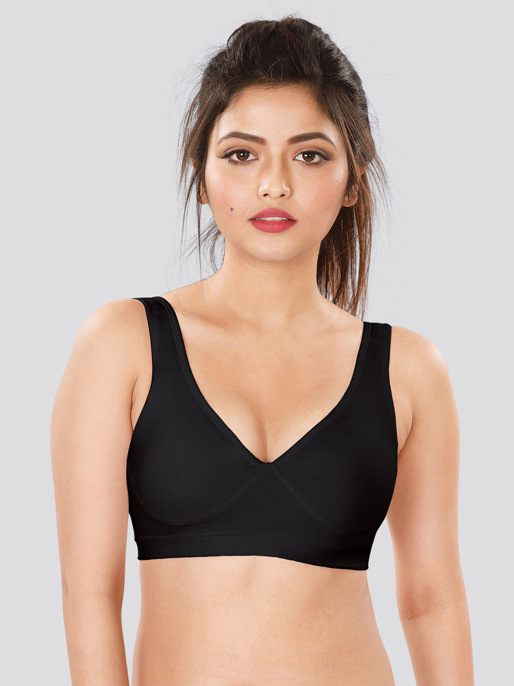Dermawear SB-1102 Non Padded Wire free Sports Bra - Black