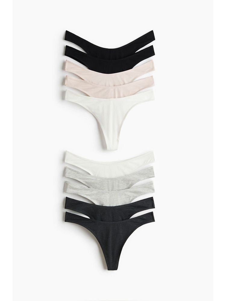 H&M Women Black 10-Pack Cotton Thong Briefs-picture-19