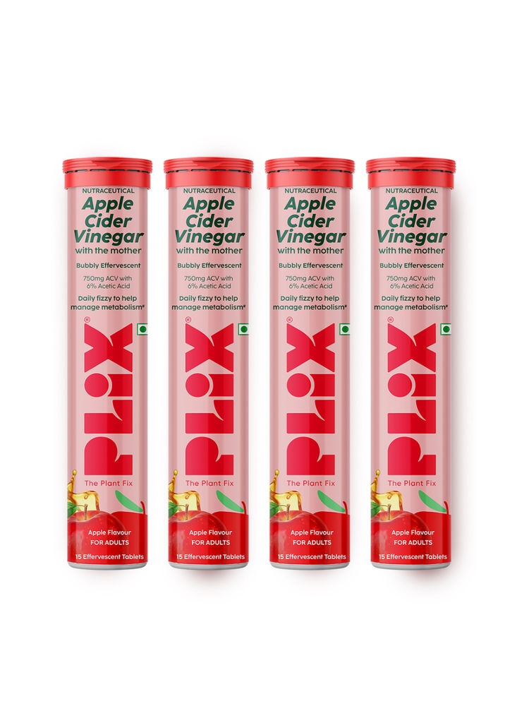 Plix The Plant Fix Apple Cider Vinegar 750MG ACV Bubbly Effervescent Tablets - Pack Of 4-picture-28