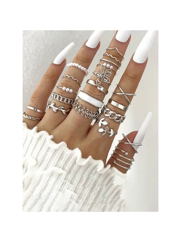 Jewels Galaxy Silver Plated Stackable Rings (Pack of 22)-picture-27