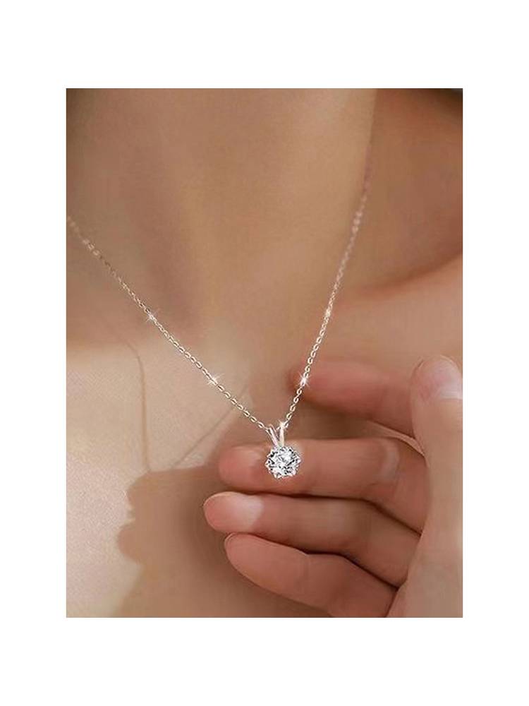 Jewels Galaxy Silver Plated American Diamond Studded Rown Pendant-picture-34