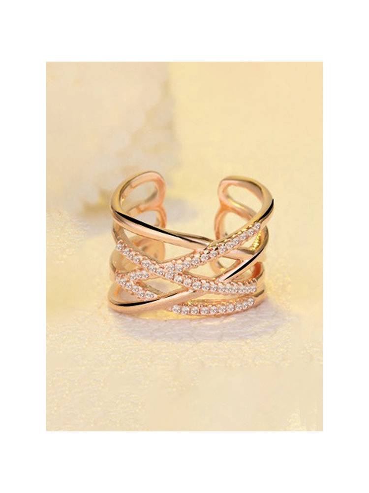 Jewels Galaxy Rose Gold Plated American Diamond Studded Korean Finger Ring-picture-18