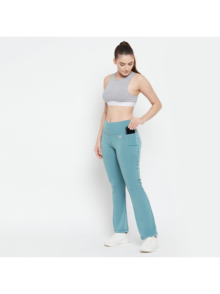 Clovia Comfort-fit High Waist Flared Yoga Pants-Blue-picture-27