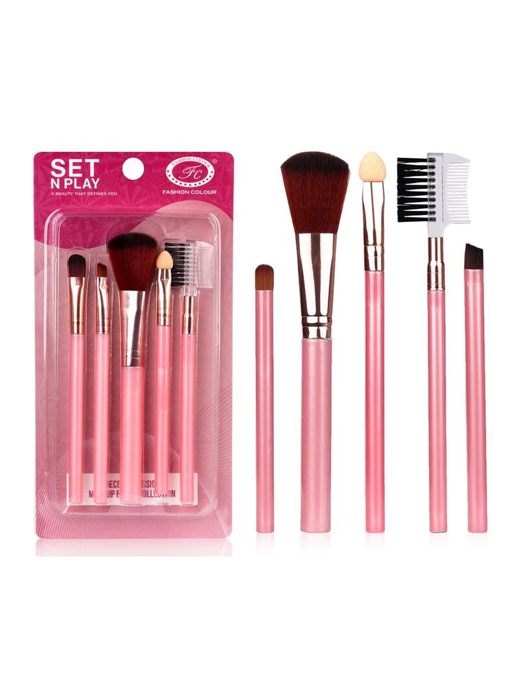 FASHION COLOUR Set N Play Makeup Brush Set - Pink-picture-12