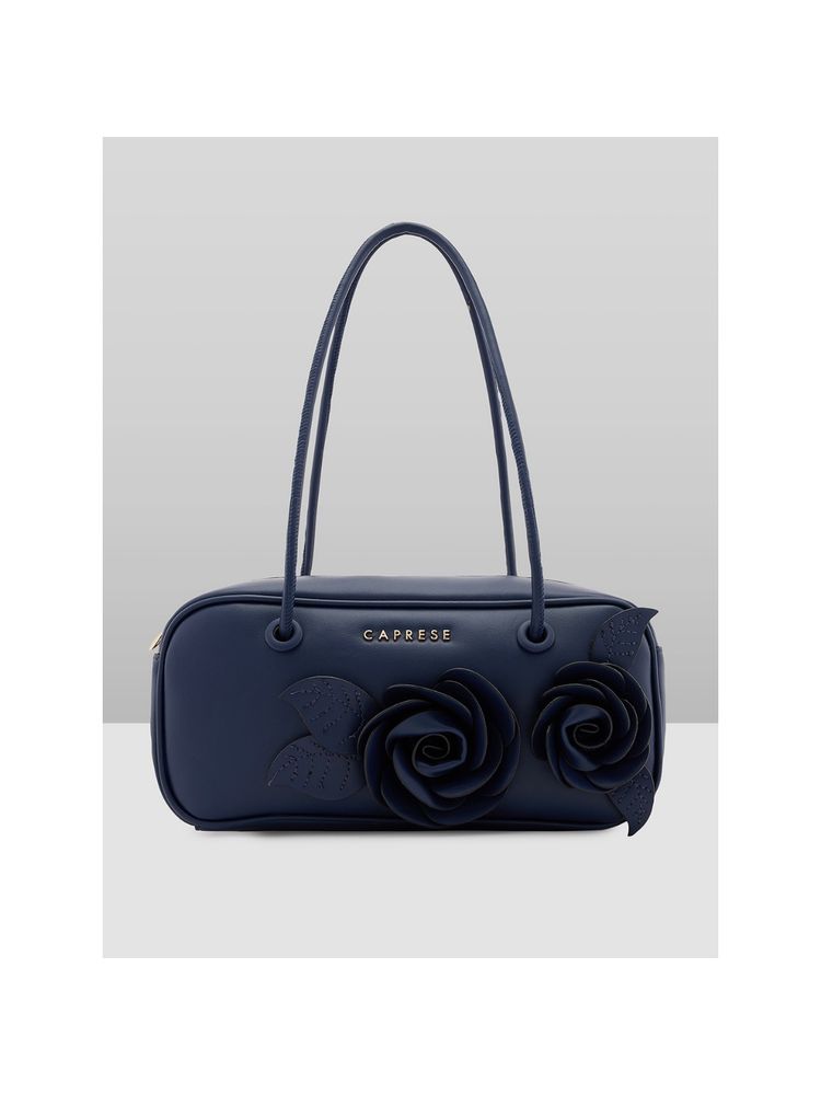 Caprese Women Navy Blue Bloom Baguette Handbag (M)-picture-12