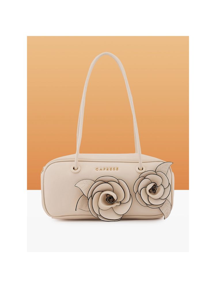 Caprese Women Off White Bloom Baguette Handbag (M)-image-19