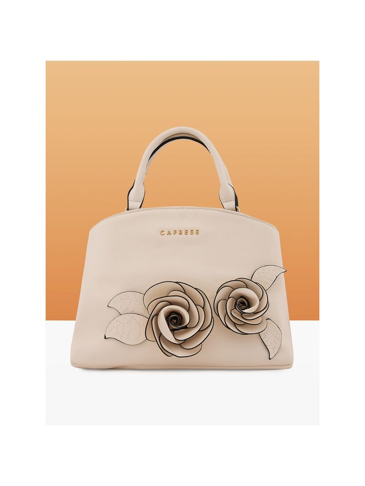 Caprese Women Beige Bloom Satchel Bag (S)-image-0