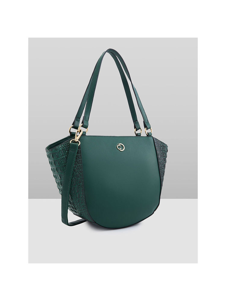 Caprese Women Green Felix Satchel Bag (L)-image-5
