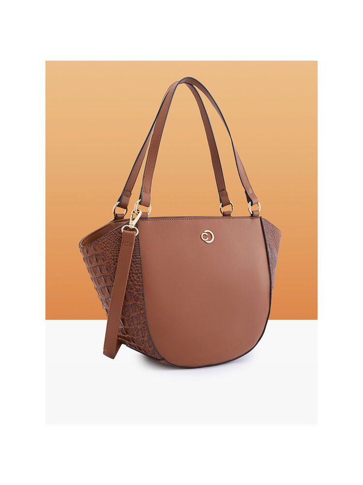 Caprese Women Tan Felix Satchel Bag (L)-image-29