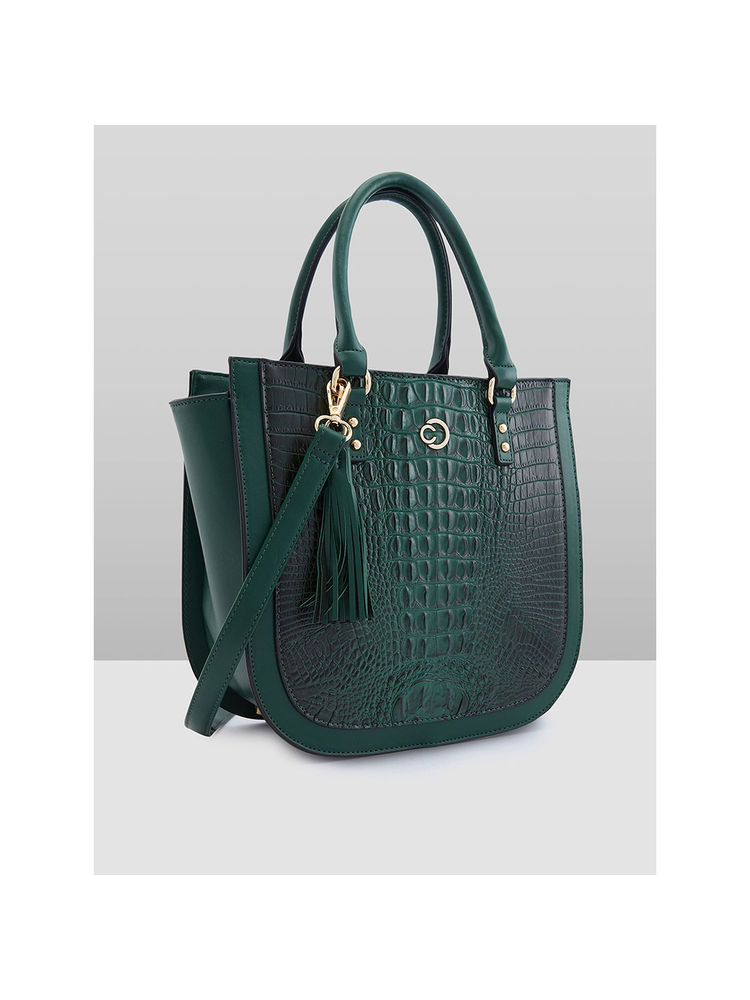 Caprese Women Green Felix Satchel Bag-image-7