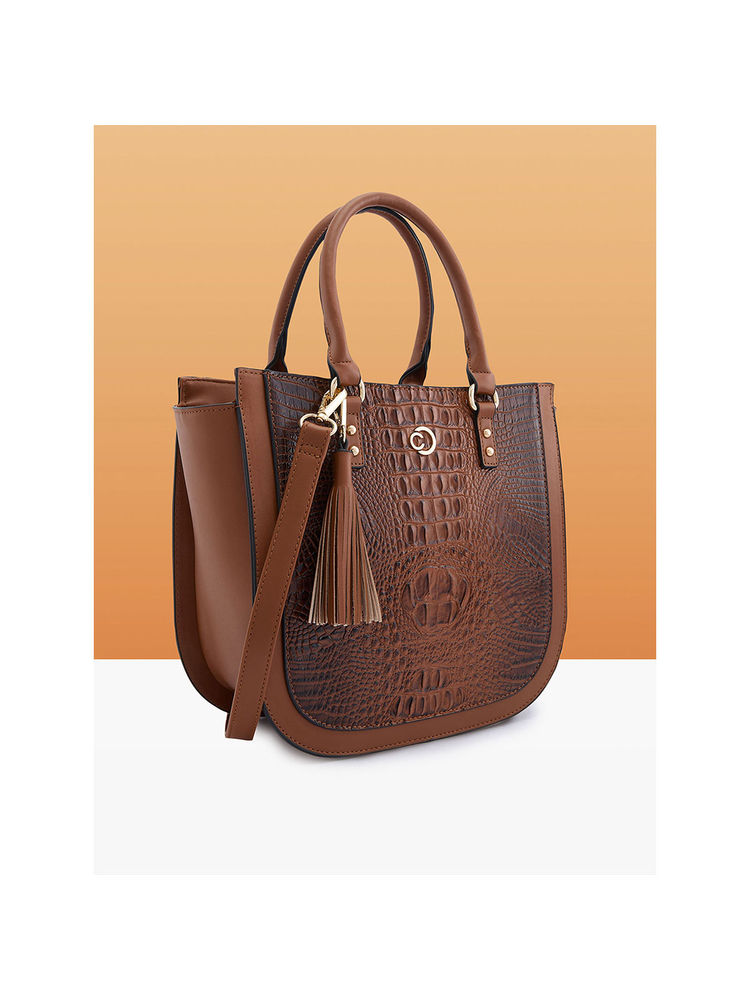 Caprese Women Tan Felix Satchel Bag-image-30
