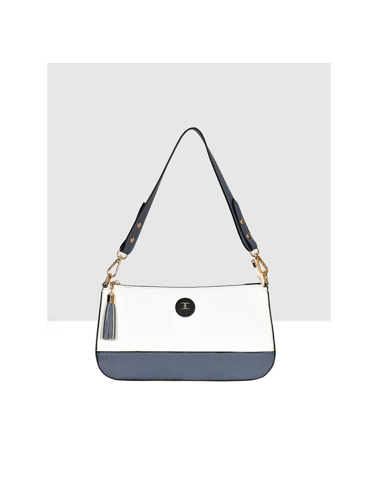 ESBEDA White Blue Color Classic Drymilk Medium Shoulder Bag for Women-picture-26