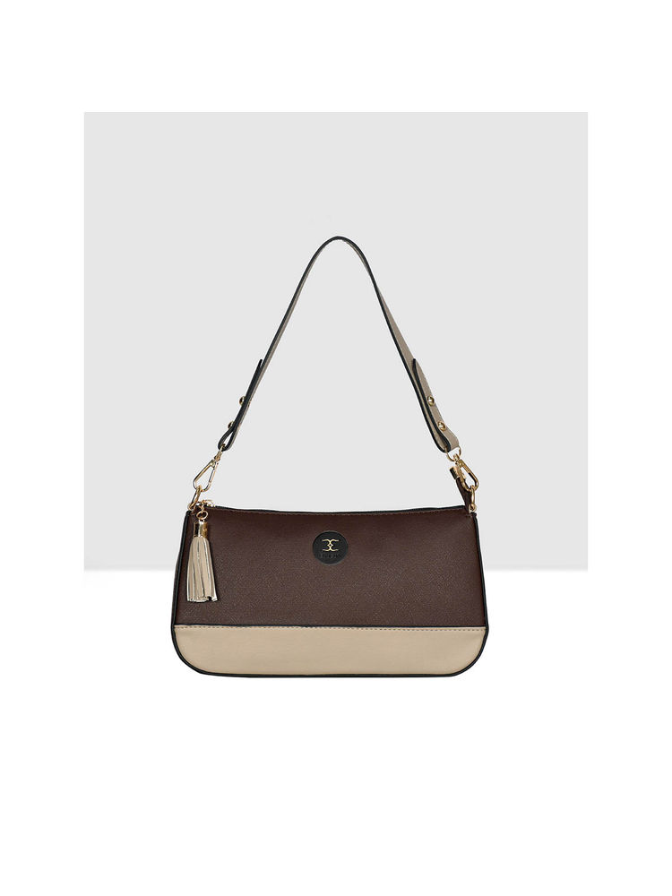 ESBEDA Brown Cream Color Classic Drymilk Medium Shoulder Bag for Women-picture-31