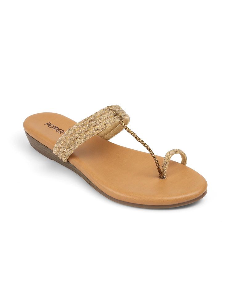 PEPPER Women Gold Kolhapuris-image-46