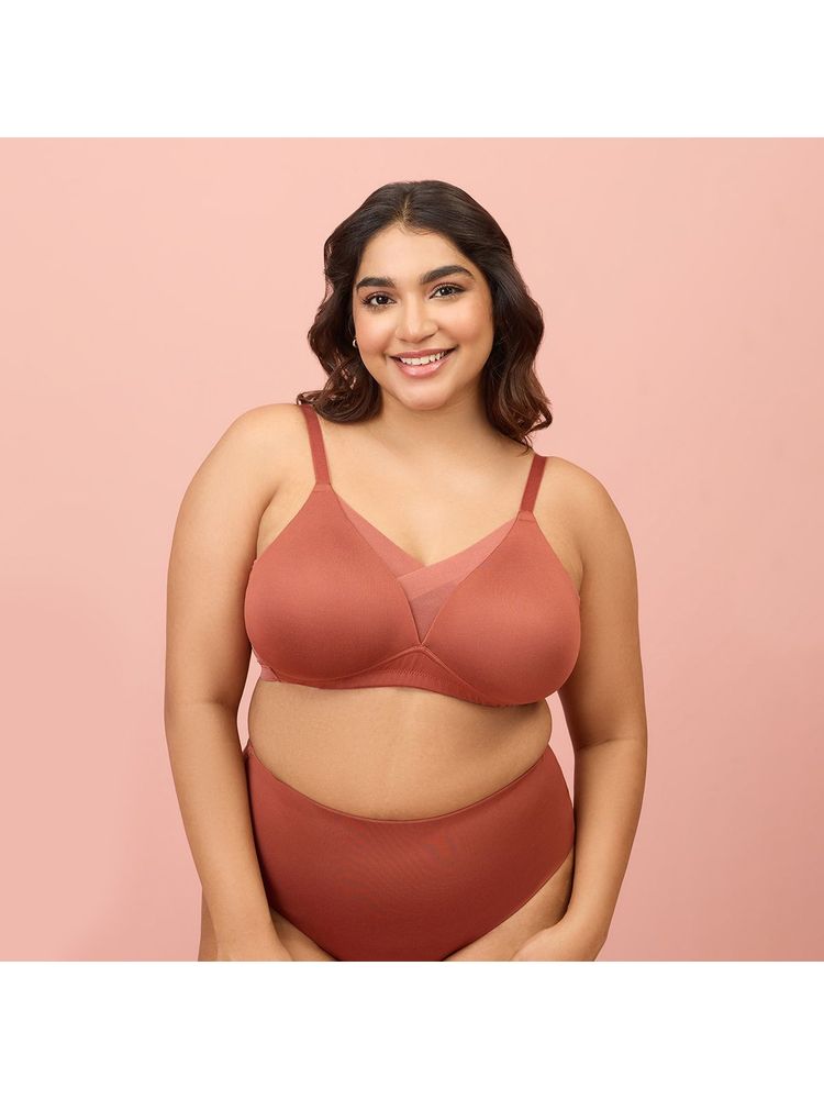 Nykd By Nykaa Infinity Edge Perfect Shaping Padded Non Wired T-Shirt Bra NYB202 Rust-image-15
