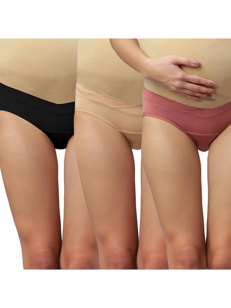Mamma's Maternity Multicolor Antimicrobial Bamboo Fabric Maternity Panties (Pack of 3)-picture-14