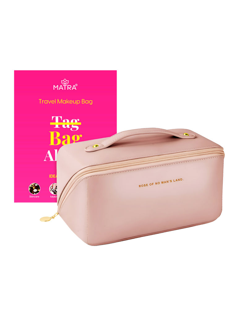Matra Travel Makeup Bag Cosmetic Storage Leather Vanity Pouch Makeup Organiser - Pink