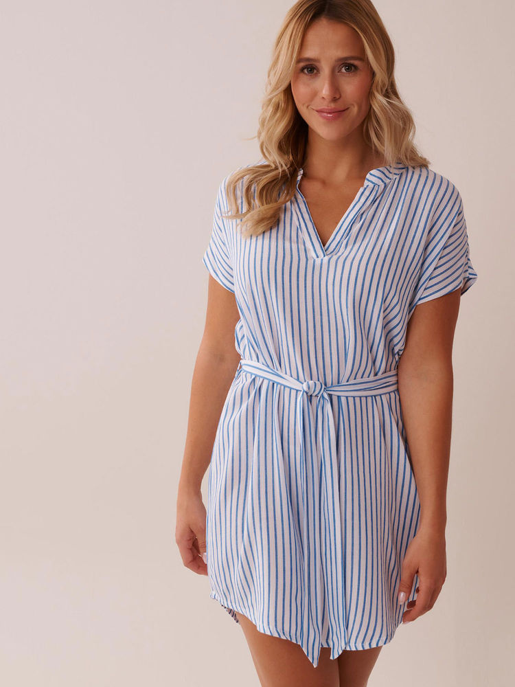 La Vie En Rose Blue Stripes Regular Dress with Belt-picture-11