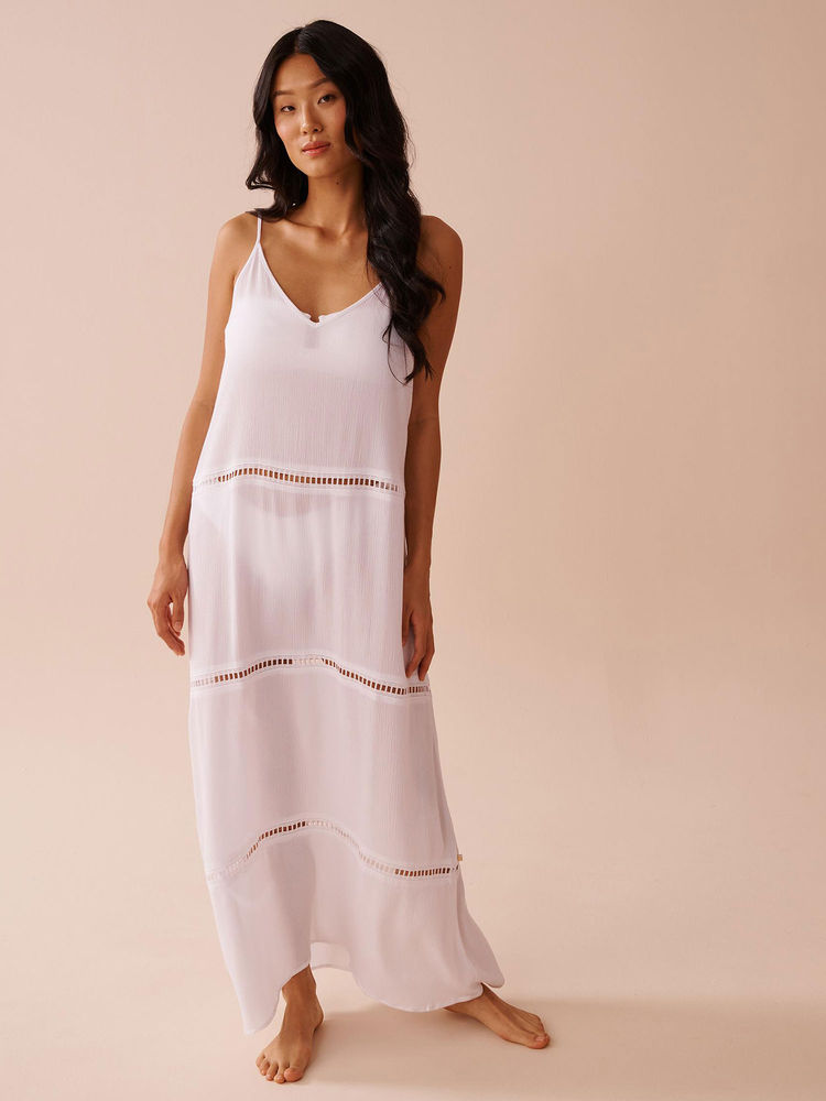 La Vie En Rose White Solid Regular Nightdress-picture-15