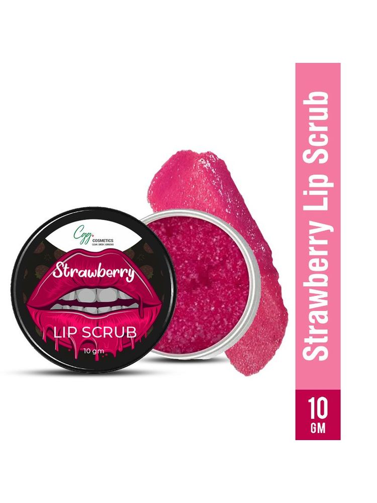 CGG Cosmetics Strawberry Lip Scrub for Chapped & Pigmented Lips - 100% Natural, Vegan