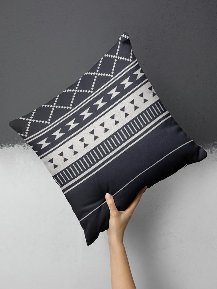 BIANCA Abstract Decorative Hand Loom Cotton Jute Cushion Cover (16x16 Inches)-image-13