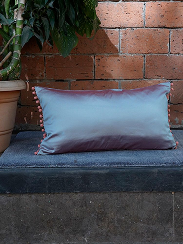 Zeba World Solid Grey Polyester Cushion Cover (12 x 22 Inches)-image-1