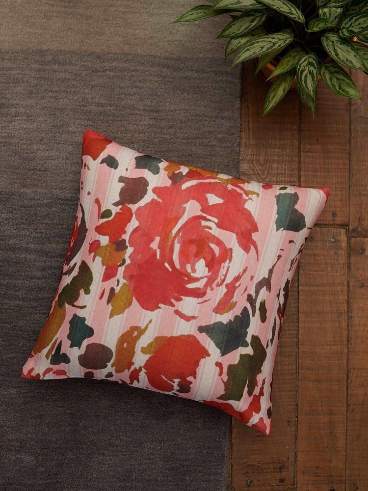 Zeba World Multi-Color Floral Printed Poly Cushion Cover (16x16 Inches)-image-16