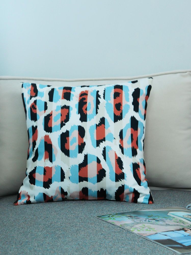 Zeba World Multi-Color Animal Printed Embroidered Polycanvas Cushion Cover (16x16 Inches)-image-18