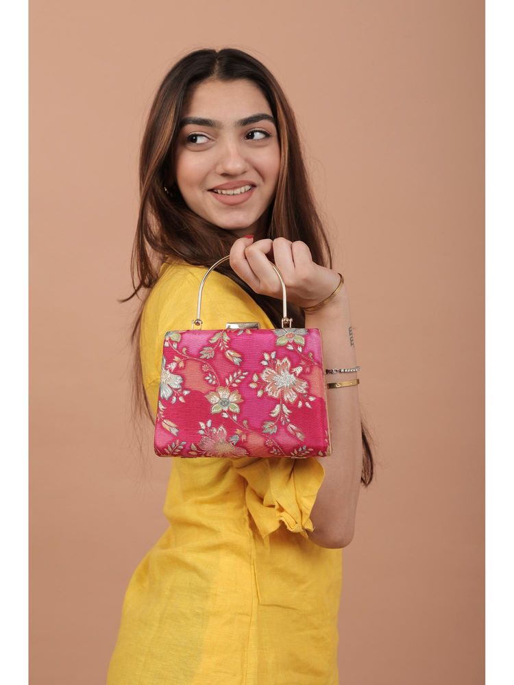 Horra Women's Handcrafted Embroidered Clutch With Detachable Strap (M)-image-12