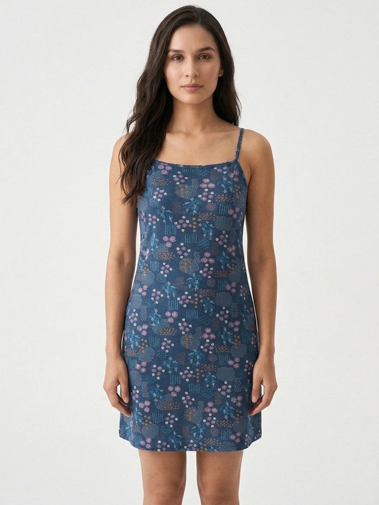 Inner Sense Bamboo Organic Cotton Nightdress Navy Blue-picture-21
