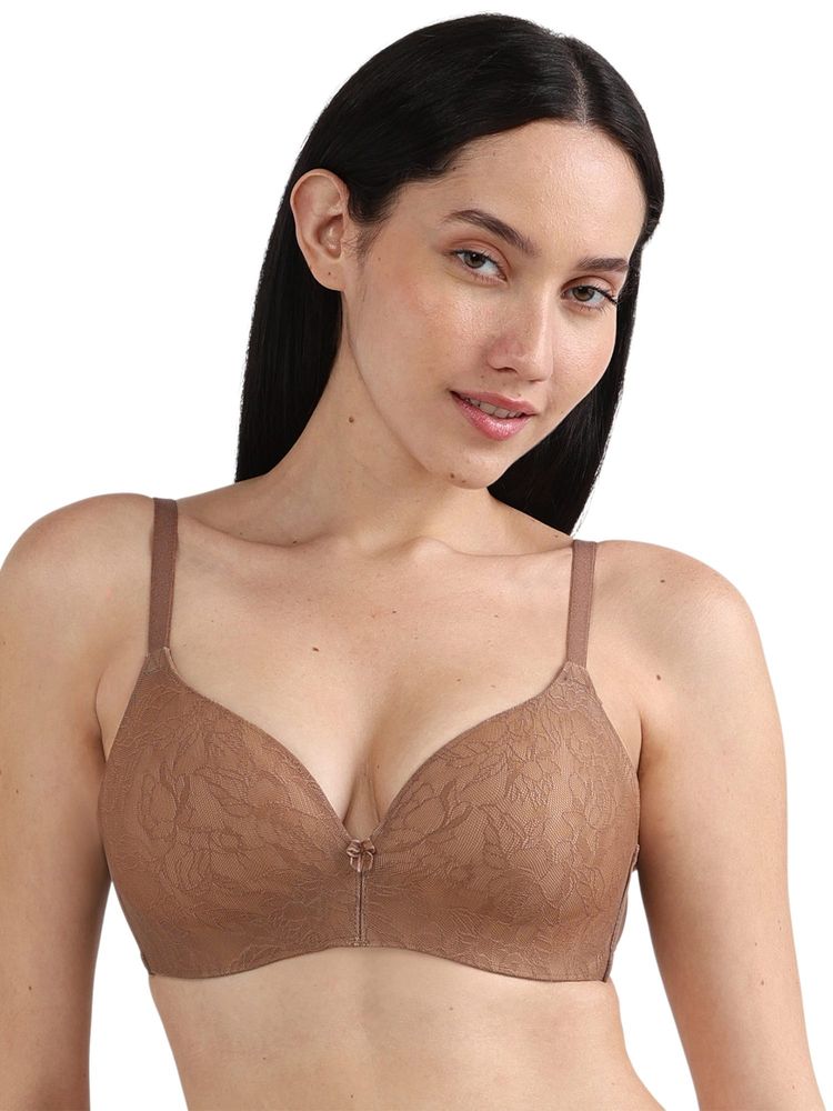 Wacoal Womens Basics Zoe Lace Padded 3/4Th Cup Comfort Fit T-Shirt Bra - Brown-picture-46