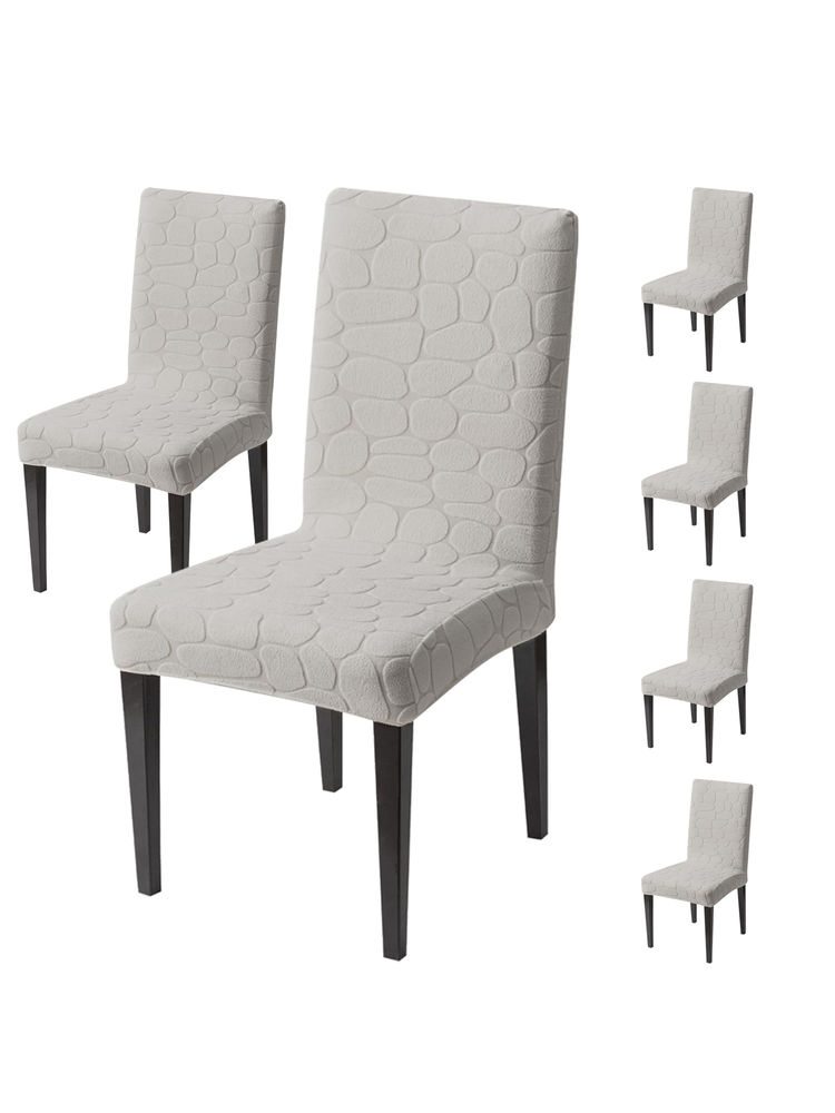 House of Quirk Grey Stretch Dining Chair Covers (Pack Of 6)