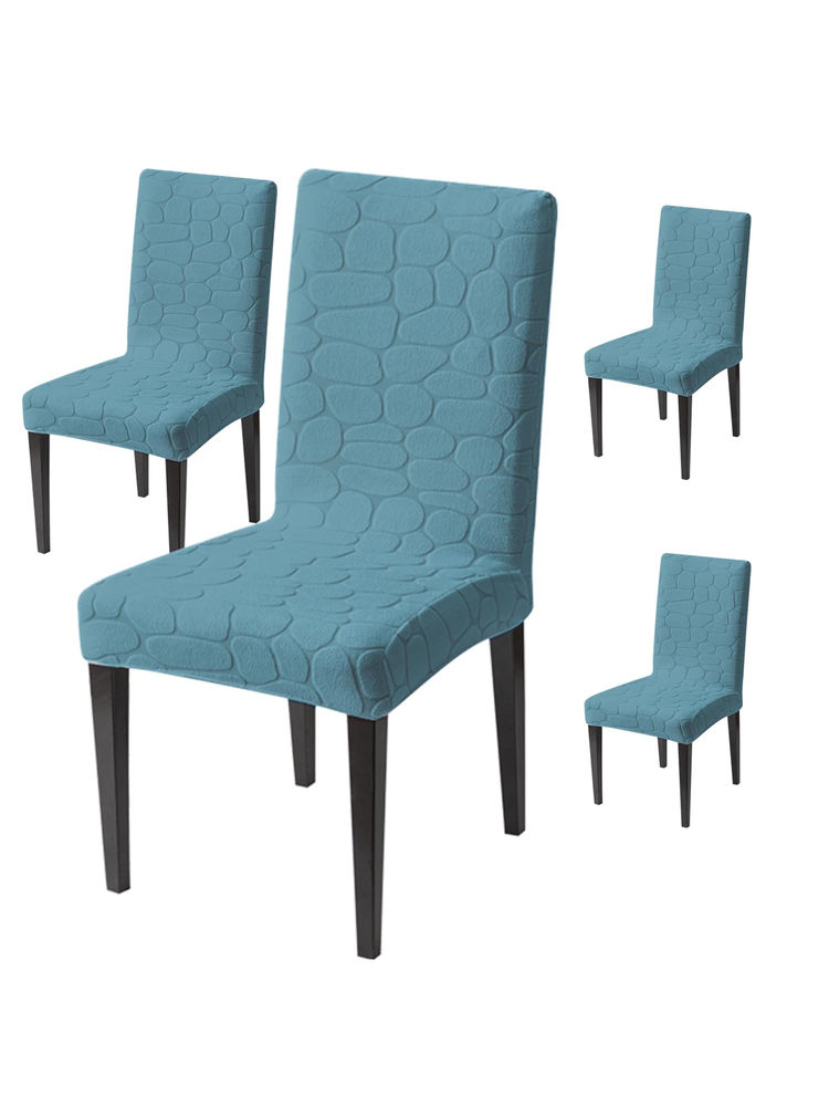 House of Quirk Light Blue Stretch Dining Chair Covers (Pack Of 4)-picture-16