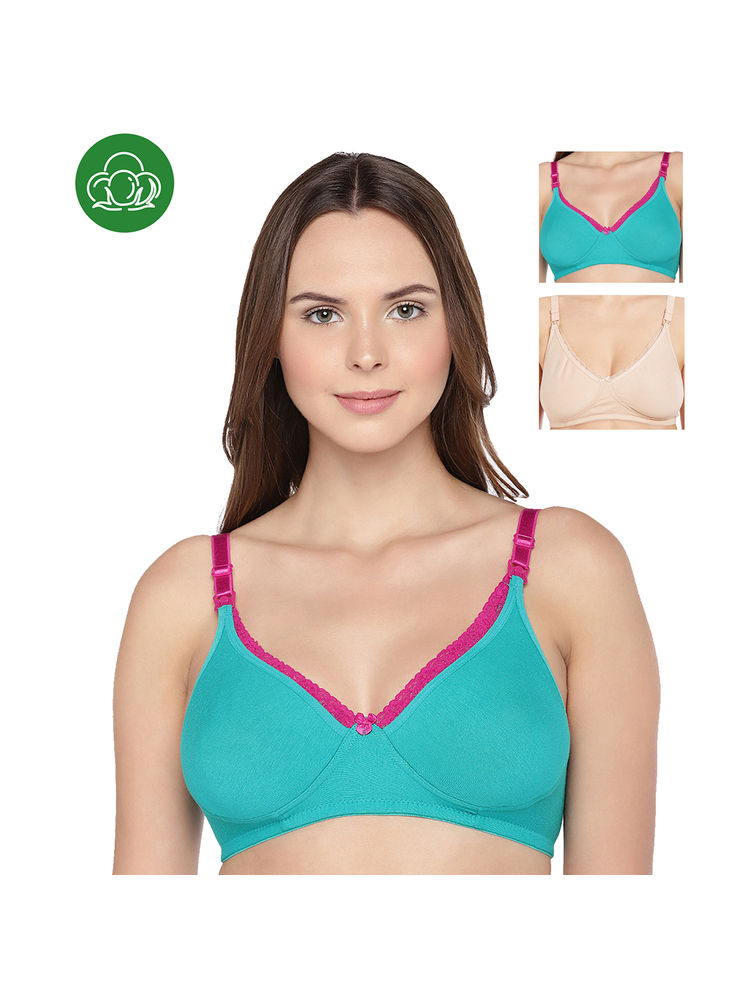 Inner Sense Organic Cotton Antimicrobial Laced Nursing Bra Pack of 3 - Multi-Color-picture-6