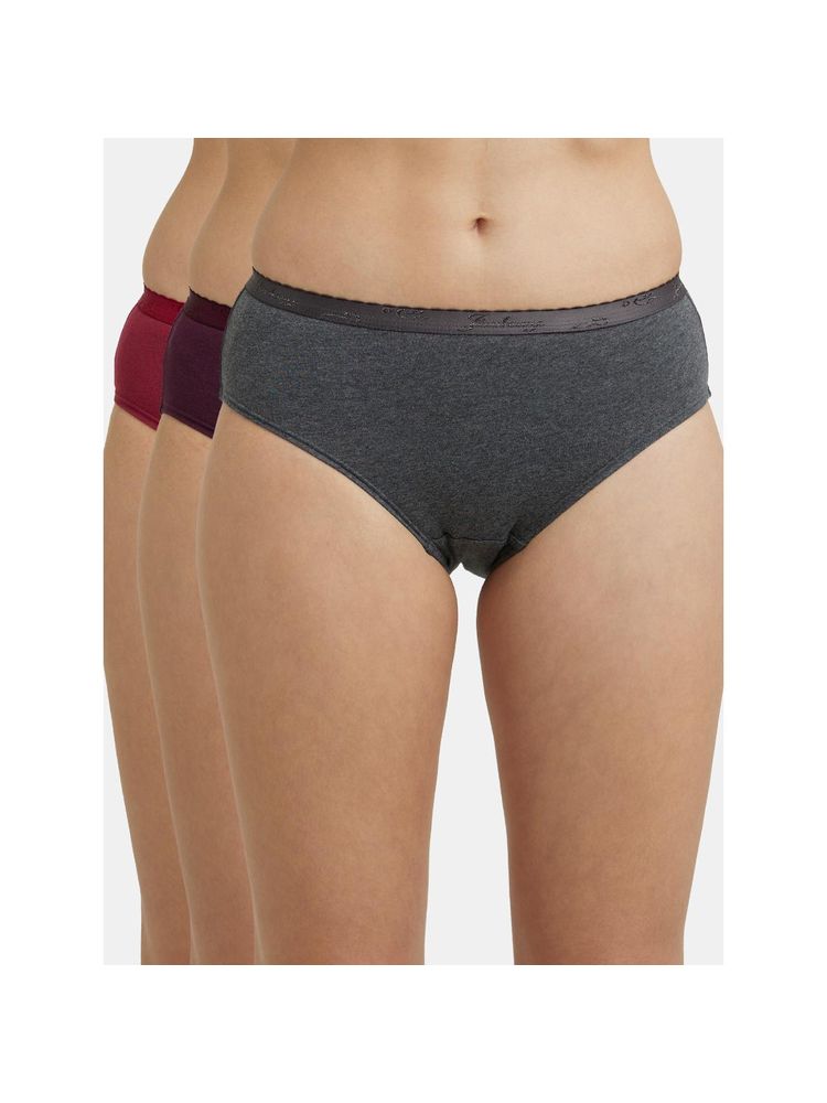 Jockey 1523 Women High Coverage Super Combed Cotton Hipster-Dark Assorted (Pack of 3)