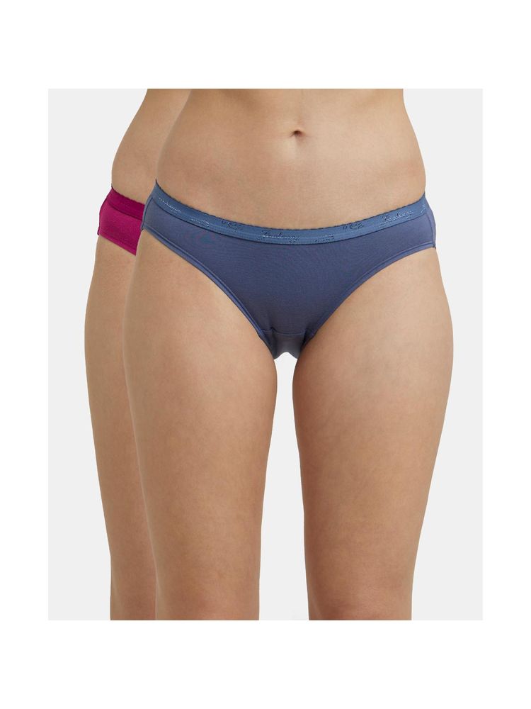 Jockey 1525 Women Medium Coverage Super Combed Cotton Bikini-Dark Assorted (Pack of 2)