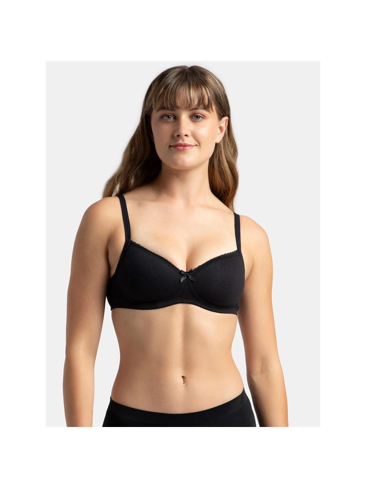 Jockey 1723 Wirefree Padded Cotton Elastane Medium Coverage T-shirt Bra - Black