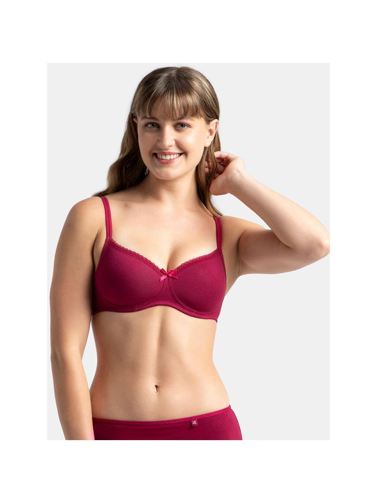 Jockey 1723 Wirefree Padded Cotton Elastane Medium Coverage T-shirt Bra - Beet Red