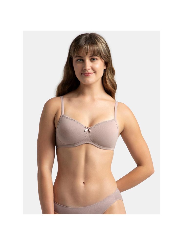 Jockey 1723 Wirefree Padded Cotton Elastane Medium Coverage T-shirt Bra - Mocha