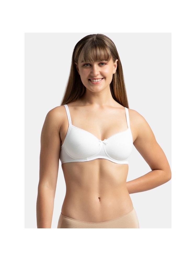Jockey 1723 Wirefree Padded Cotton Elastane Medium Coverage T-shirt Bra - White-image-20