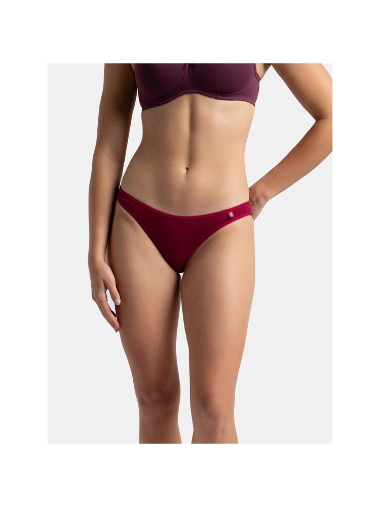 Jockey SS02 Women Super Combed Cotton Elastane Low Waist Bikini - Beet Red