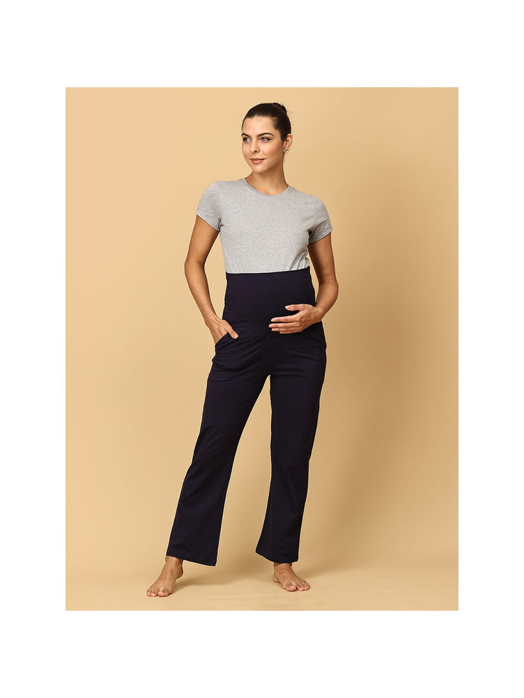 The Mom Store Navy Blue Comfy Maternity Trackpant-picture-28